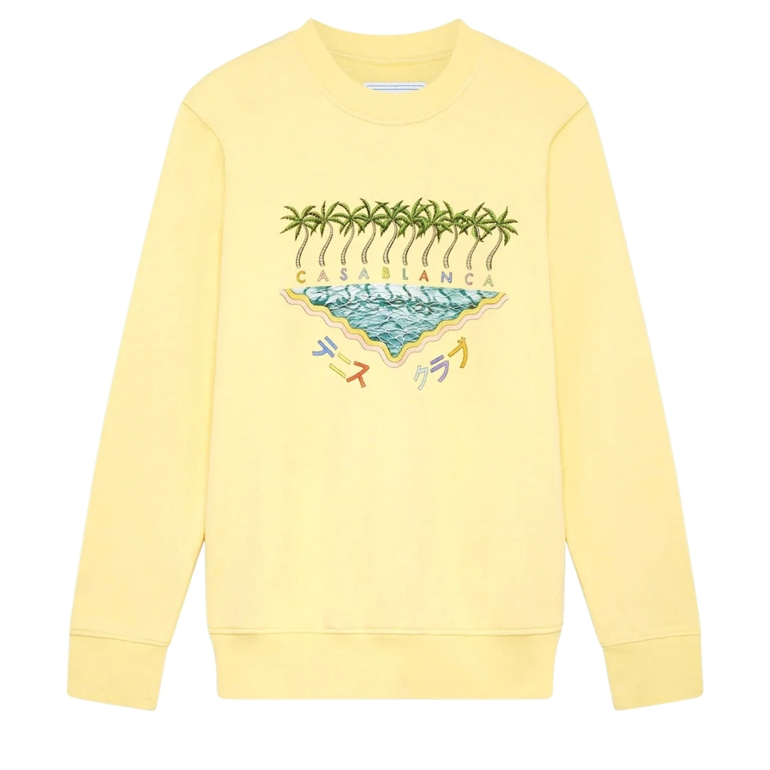 Casablanca Embroidered Sweatshirt Enoshima Beach Yellow Sweatshirt