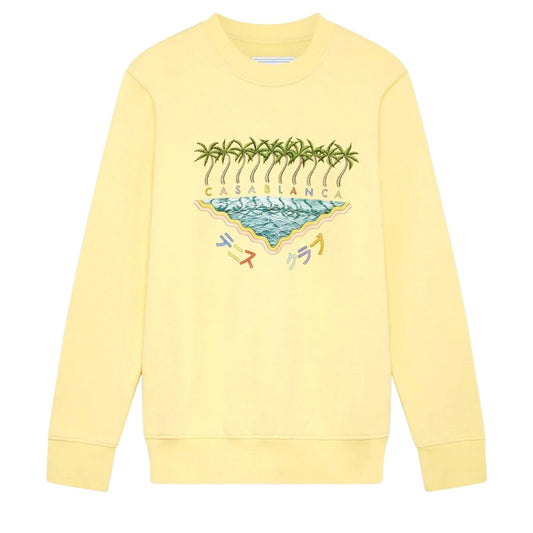 Casablanca Embroidered Sweatshirt Enoshima Beach Yellow Sweatshirt