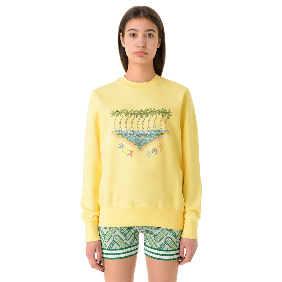 Casablanca Embroidered Sweatshirt Enoshima Beach Yellow Sweatshirt