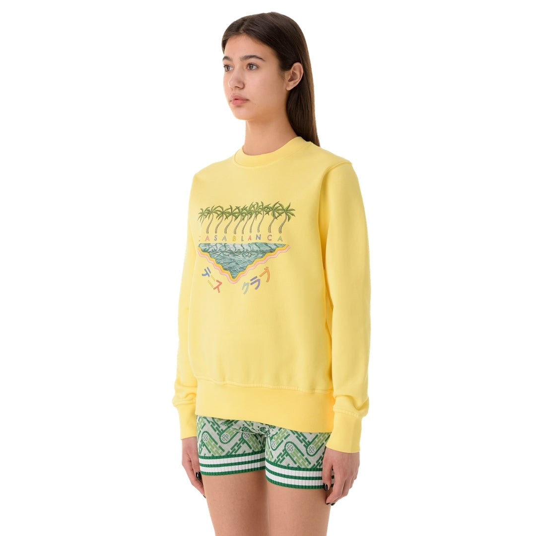Casablanca Embroidered Sweatshirt Enoshima Beach Yellow Sweatshirt