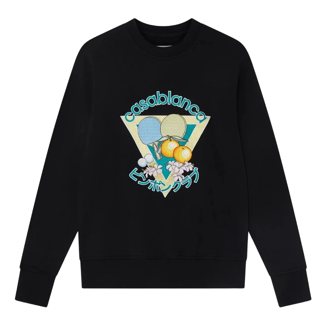 Casablanca Embroidered Ping Pong Club Black Sweatshirts