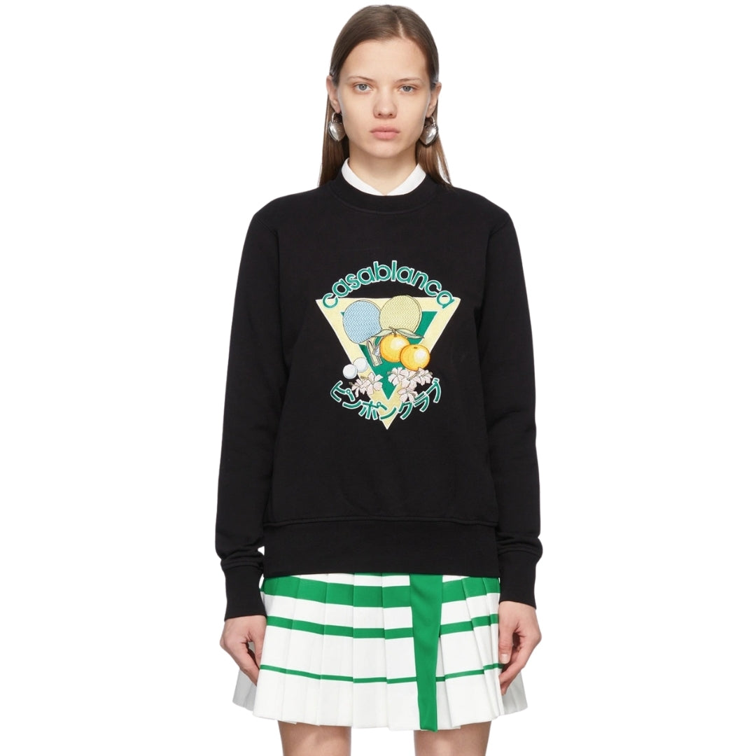 Casablanca Embroidered Ping Pong Club Black Sweatshirts