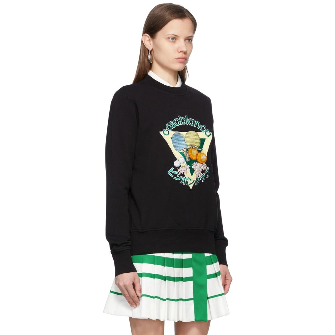Casablanca Embroidered Ping Pong Club Black Sweatshirts