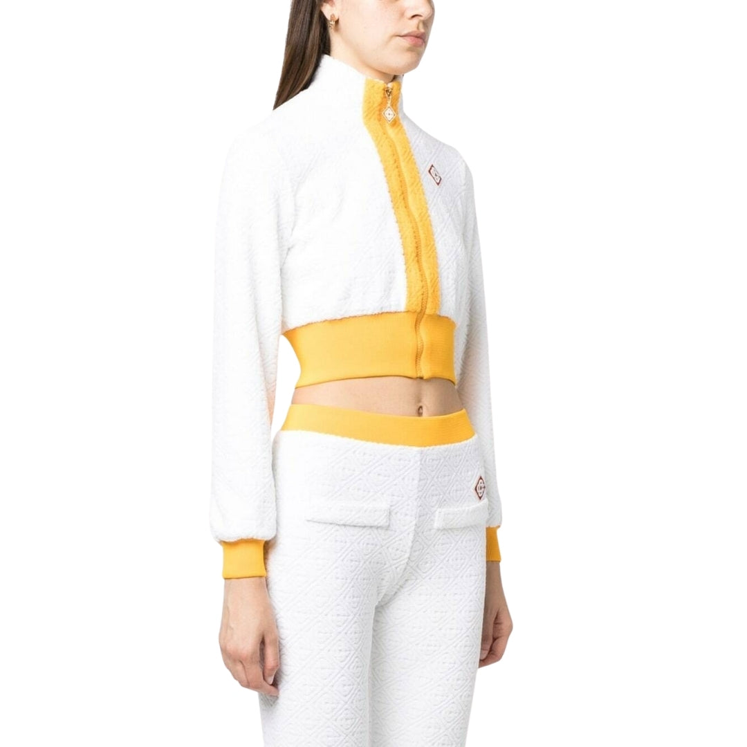 Casablanca Monogram Terry Zip Through Track Top White Jacket