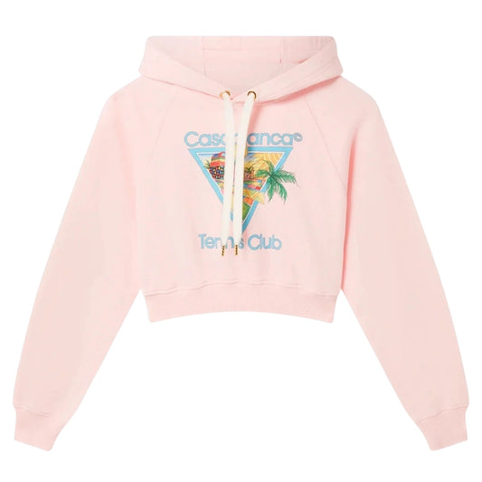 Casablanca Printed Cropped Hoodie Afro Cubism Tennis Club Pale Pink Hoodies