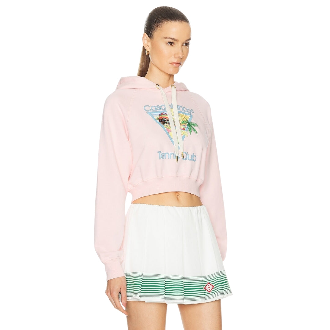 Casablanca Printed Cropped Hoodie Afro Cubism Tennis Club Pale Pink Hoodies