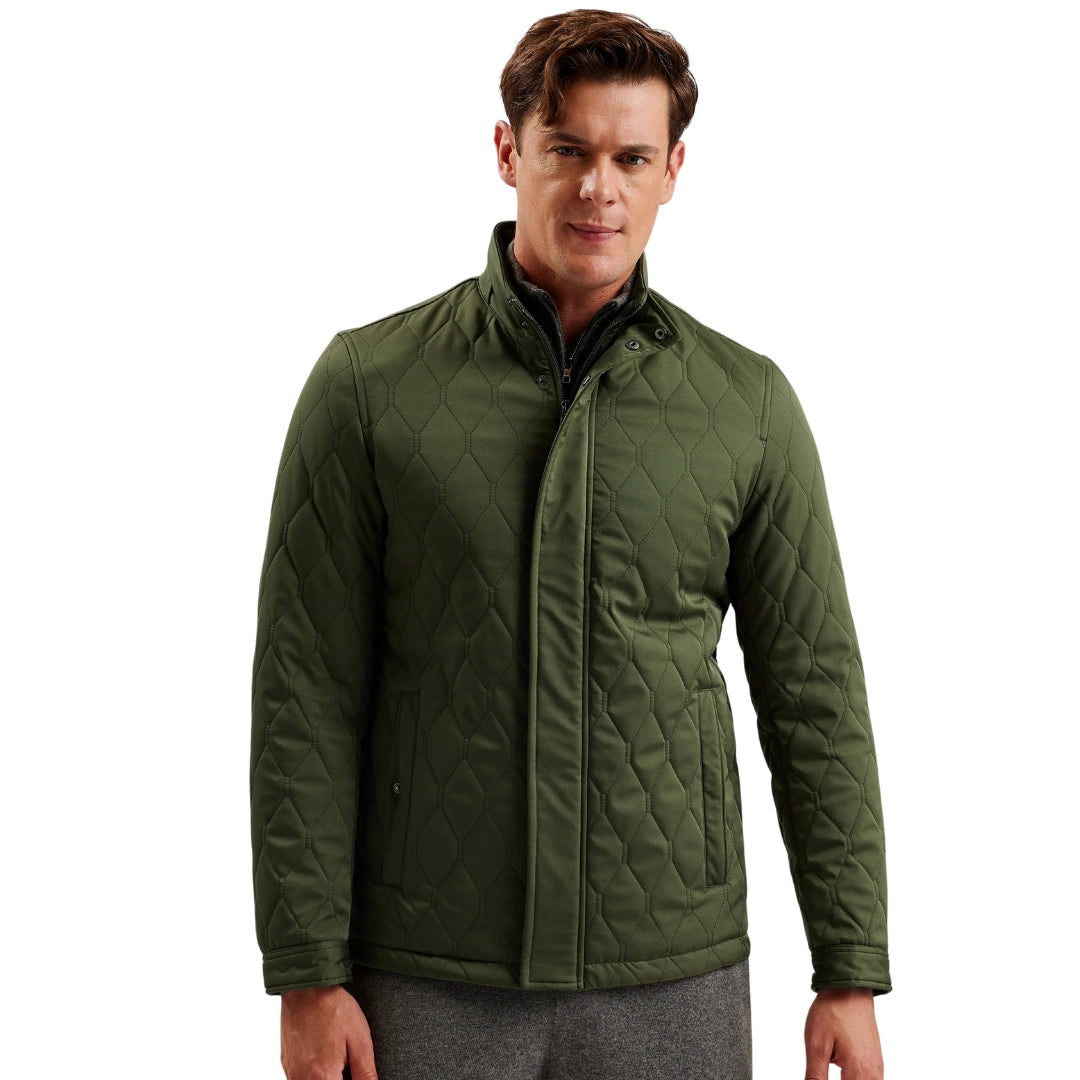 Ted Baker Zampa Quilted Mid Green Funnel Jacket