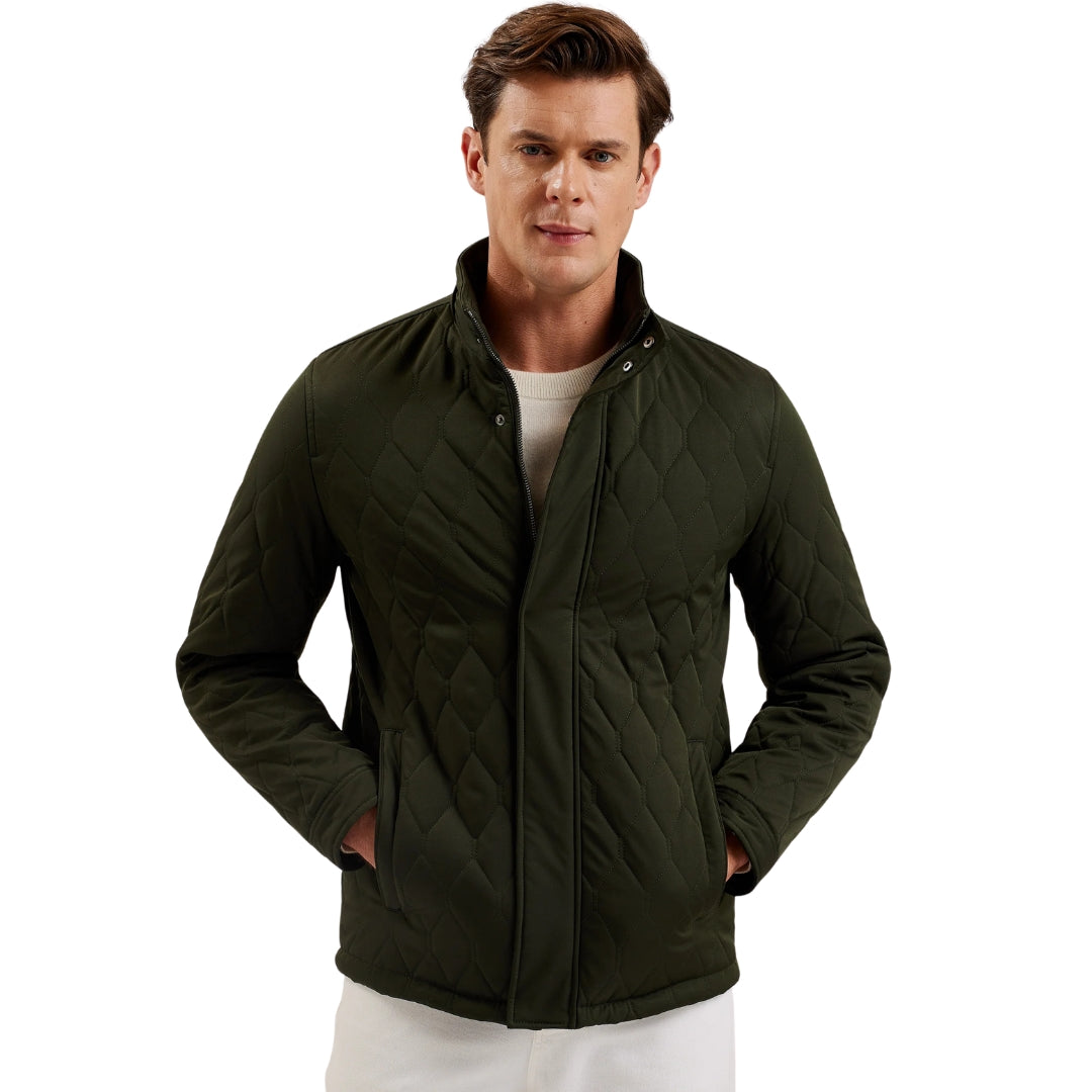 Ted Baker Zampa Quilted Mid Green Funnel Jacket