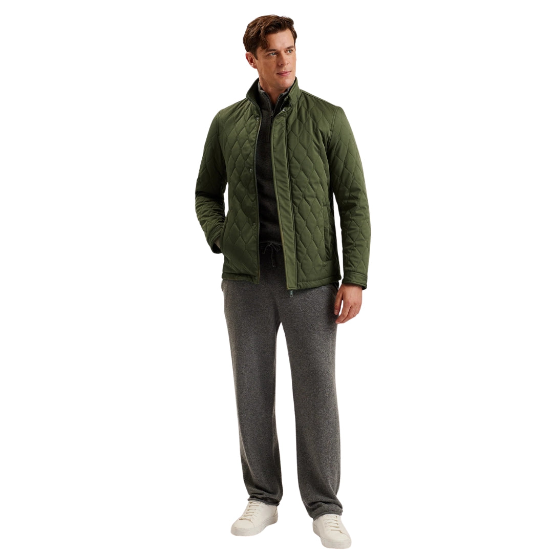 Ted Baker Zampa Quilted Mid Green Funnel Jacket