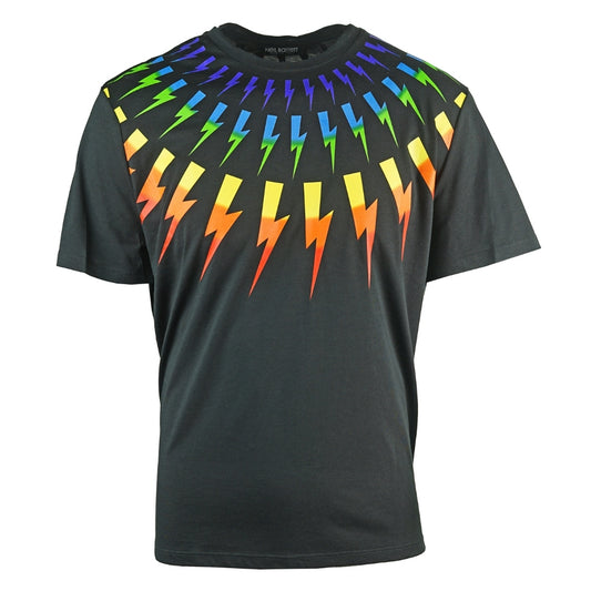 Neil Barrett Multicolour Lightning Bolt Black Oversize Tee