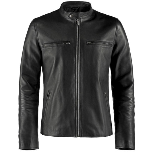 Jack & Jones Cafe Racer Jacket Black Jacket