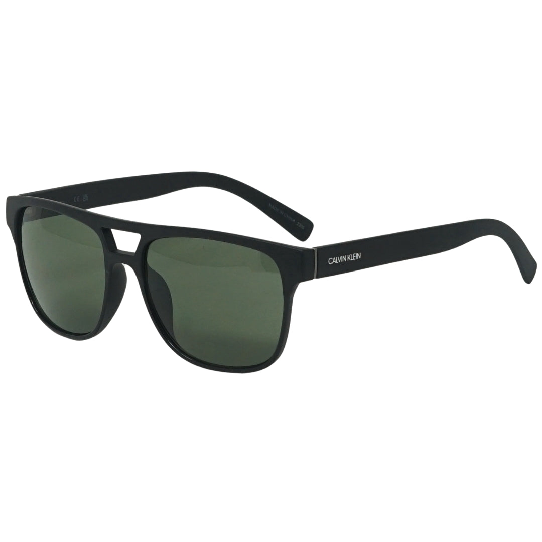 Calvin Klein Solid Green Lens Matte Black Sunglasses