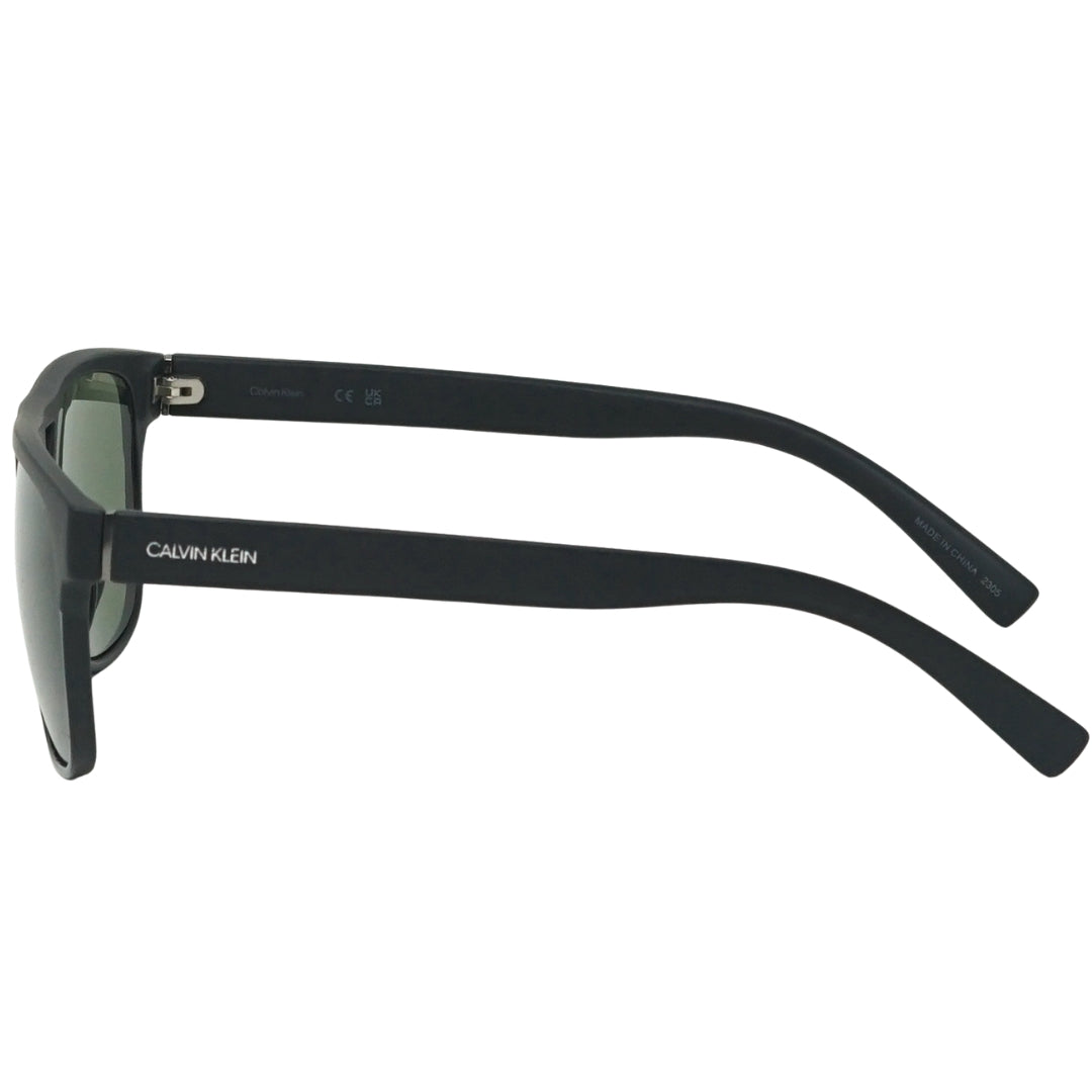 Calvin Klein Solid Green Lens Matte Black Sunglasses