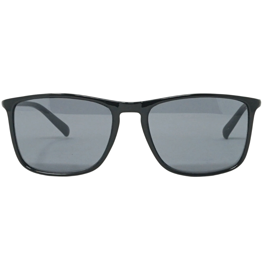 Calvin Klein Solid Smoke Lens Shiny Black Sunglasses