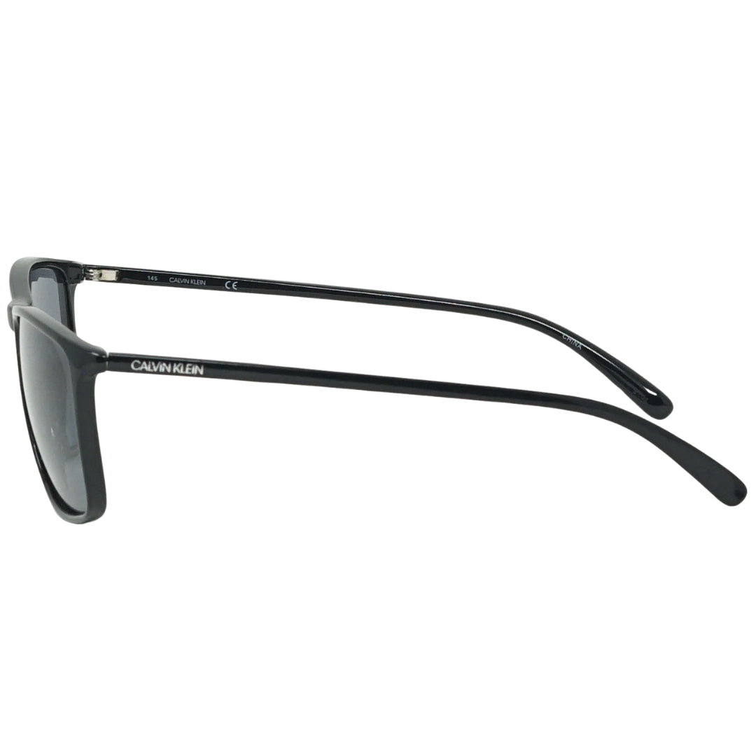 Calvin Klein Solid Smoke Lens Shiny Black Sunglasses