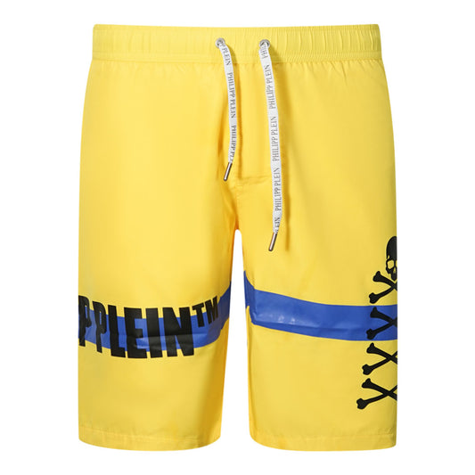 Philipp Plein TM Skull And Bones Yellow Swim Shorts