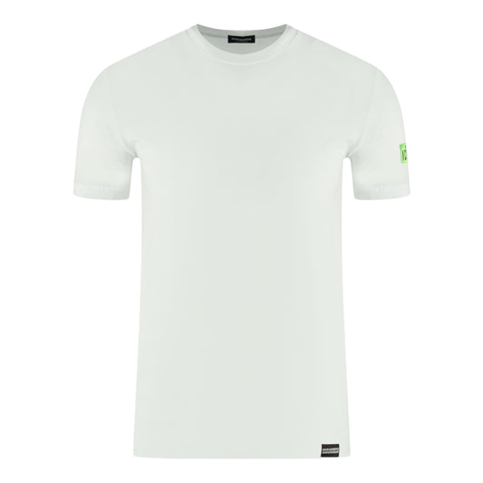 Dsquared2 Green Icon Box Logo on Sleeve White Underwear T-Shirt