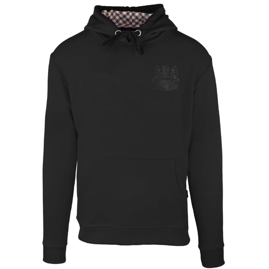 Aquascutum Monotone Aldis Emblem Logo Black Hoodie