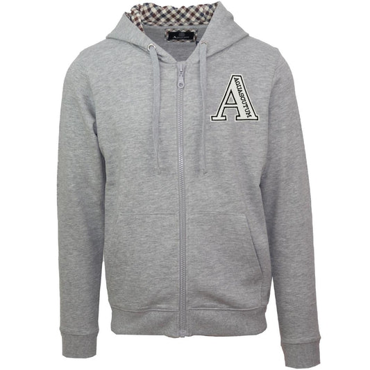 Aquascutum Classic Large A Logo Grey Zip Up Hoodie