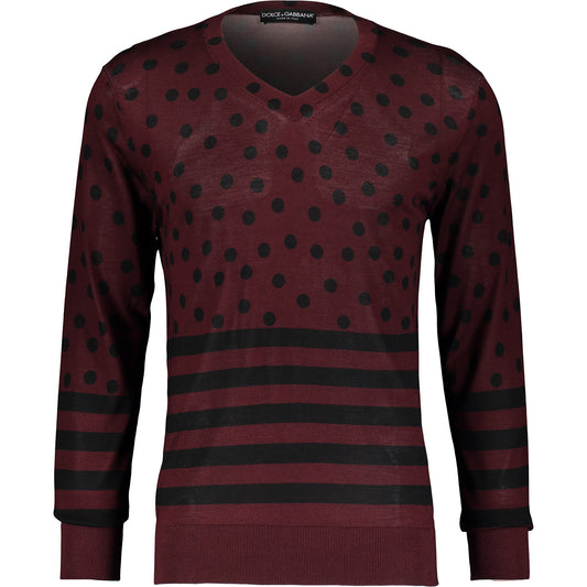 Dolce & Gabbana Red Patterned Jumper