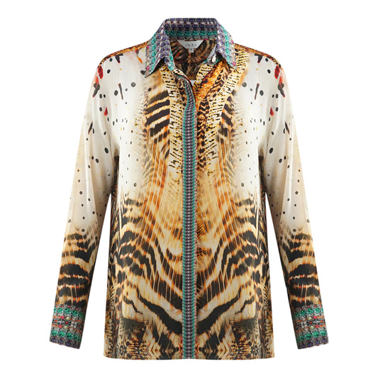 Inoa Golden Eagle 120214 Multicoloured Long Sleeve Blouse Silk Shirt