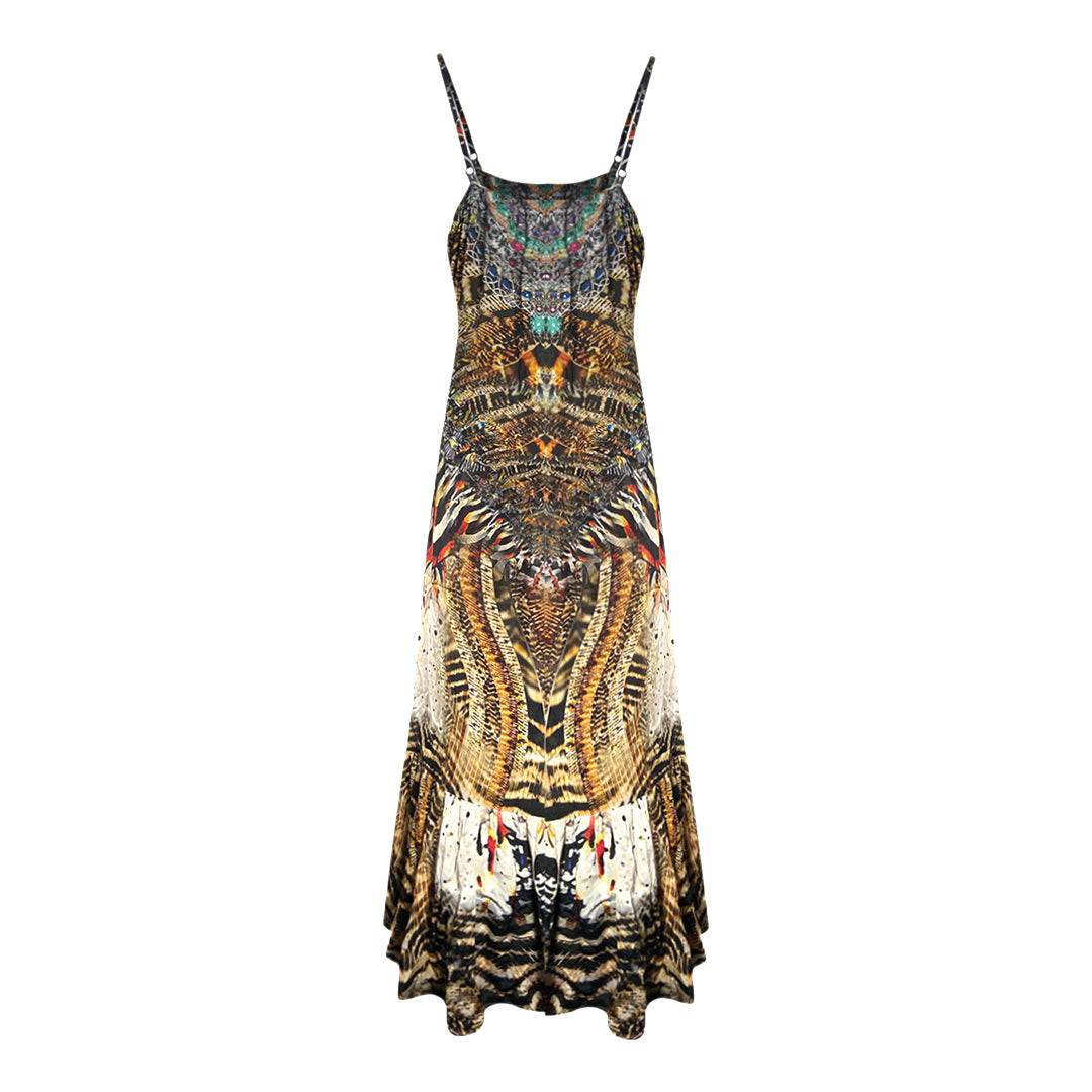Inoa Fashion Golden Eagle 120214 Frill Strap Maxi Dress Womens