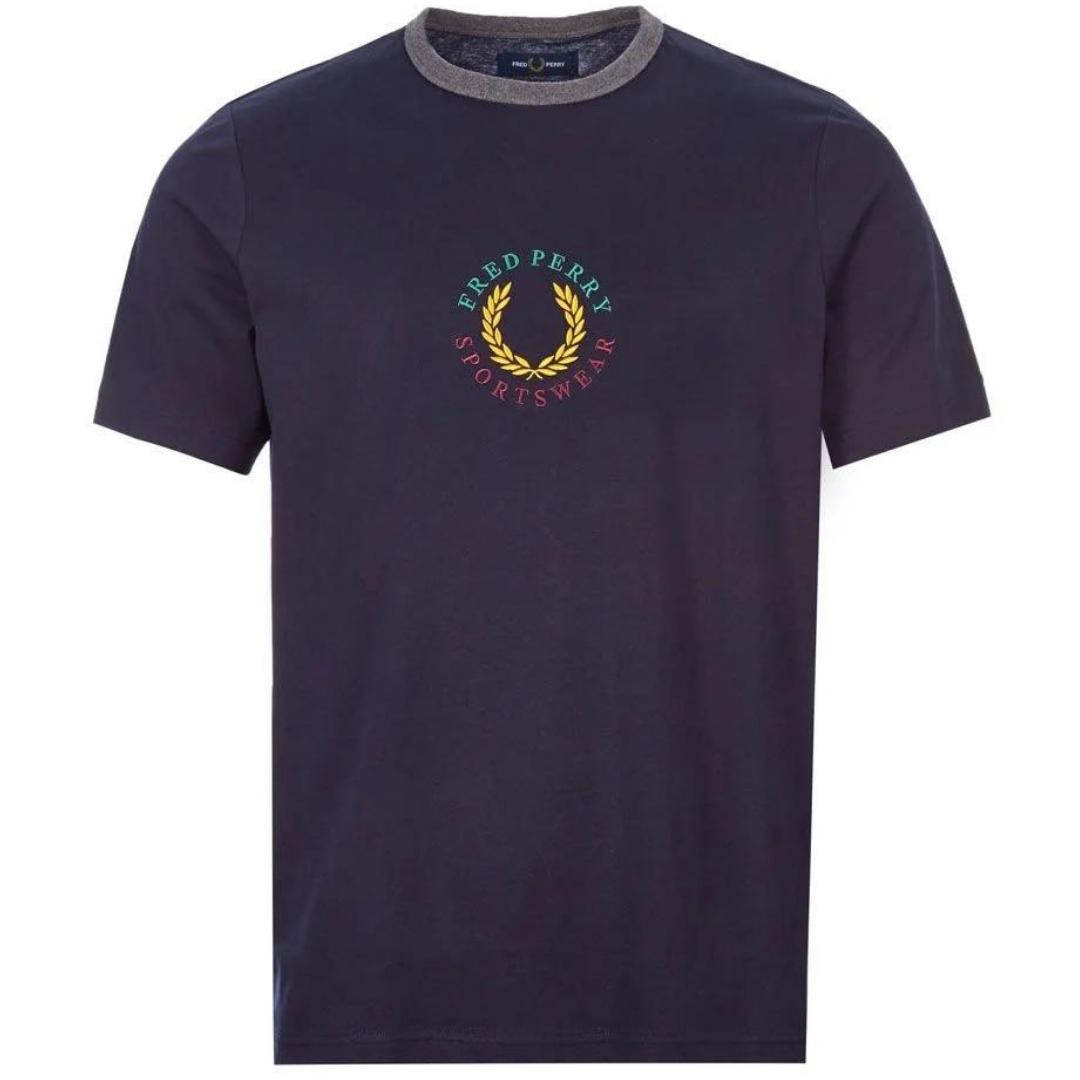Fred Perry M8533 608 Sportswear Logo Navy Blue T Shirt