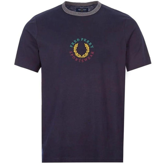 Fred Perry M8533 608 Sportswear Logo Navy Blue T Shirt