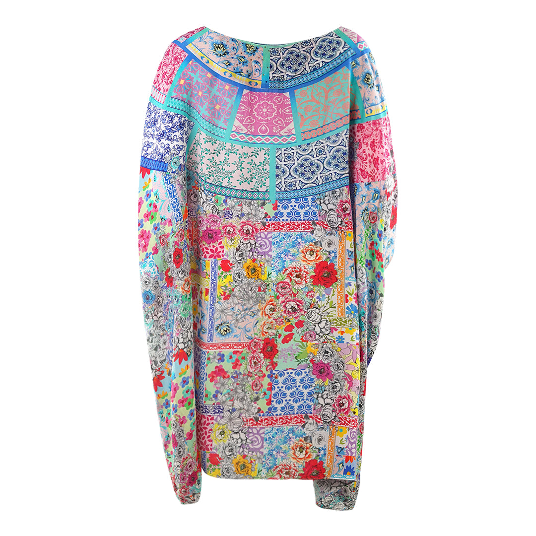 Inoa Martinique 12004 Blue Floral Short Kaftan Cover Up