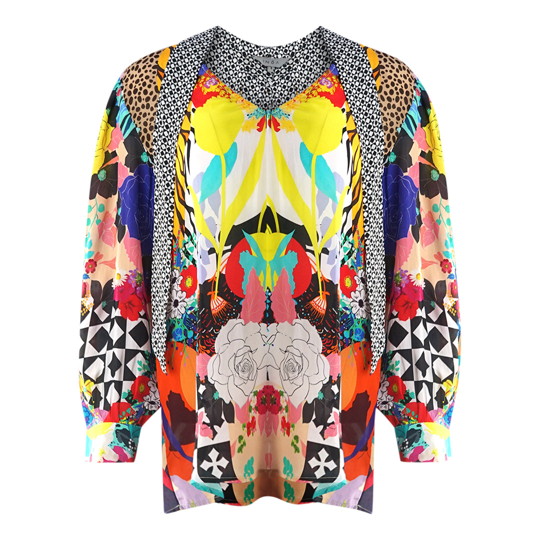Inoa Monrovian 12001 Multi Long Sleeve Blouse Silk Shirt