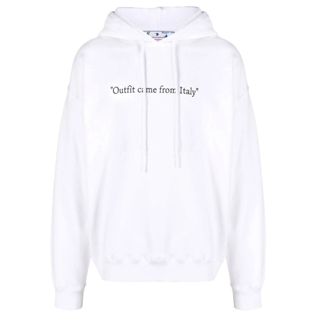 Off-White From Italy Design White Skate Fit Hoodie