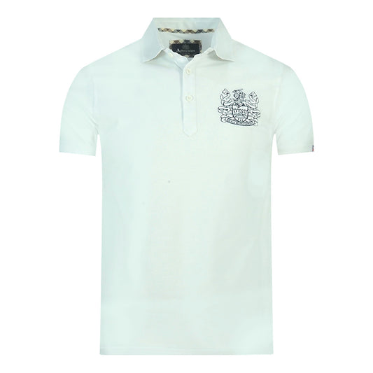 Aquascutum Aldis Crest Chest Logo White Polo Shirt
