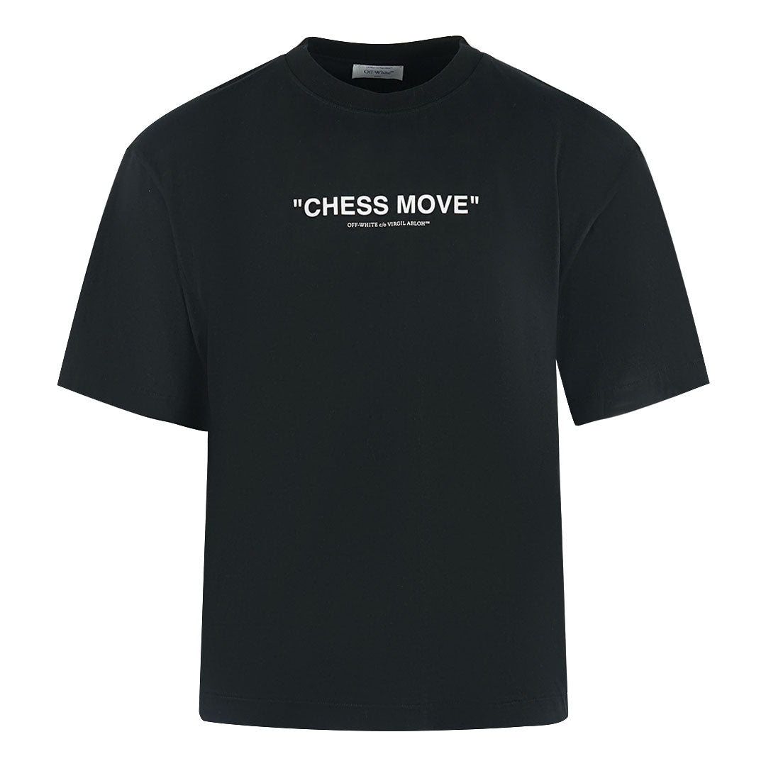 Off White Skate Fit Chess Move Logo Black T Shirt