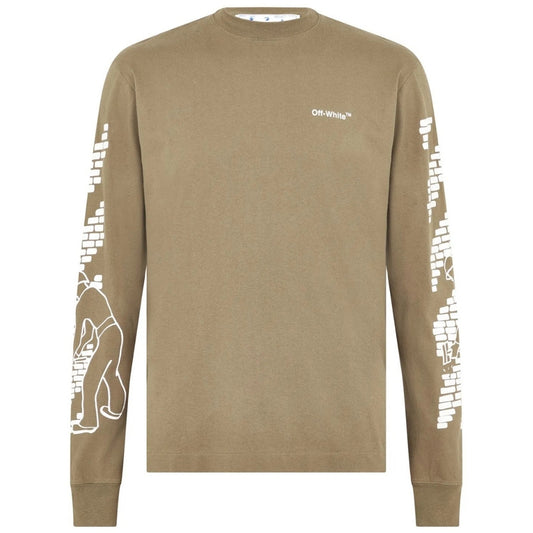 Off-White Bricks Logo Long Sleeve Skate Fit Army Green T-Shirt