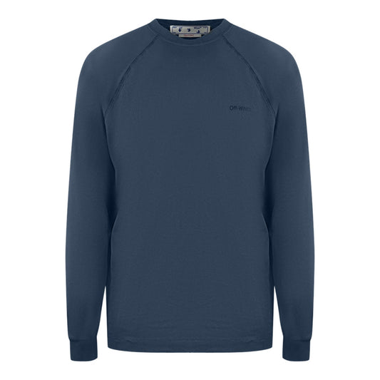 Off White Diag Line Back Logo Navy Blue Sweatshirt