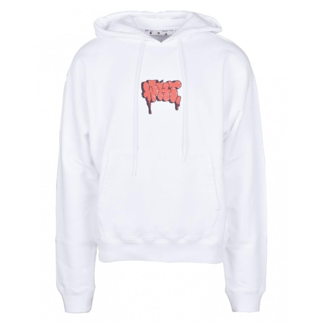 Off-White Graffiti Paint Logo White Hoodie