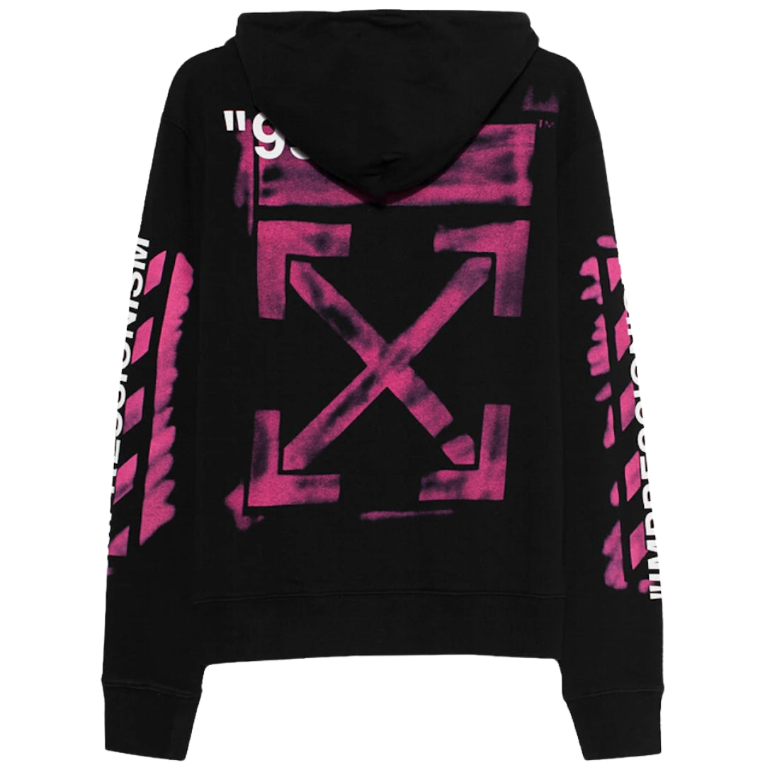 Off White Bright Pink Acrylic Arrow Slim Fit Black Hoodie