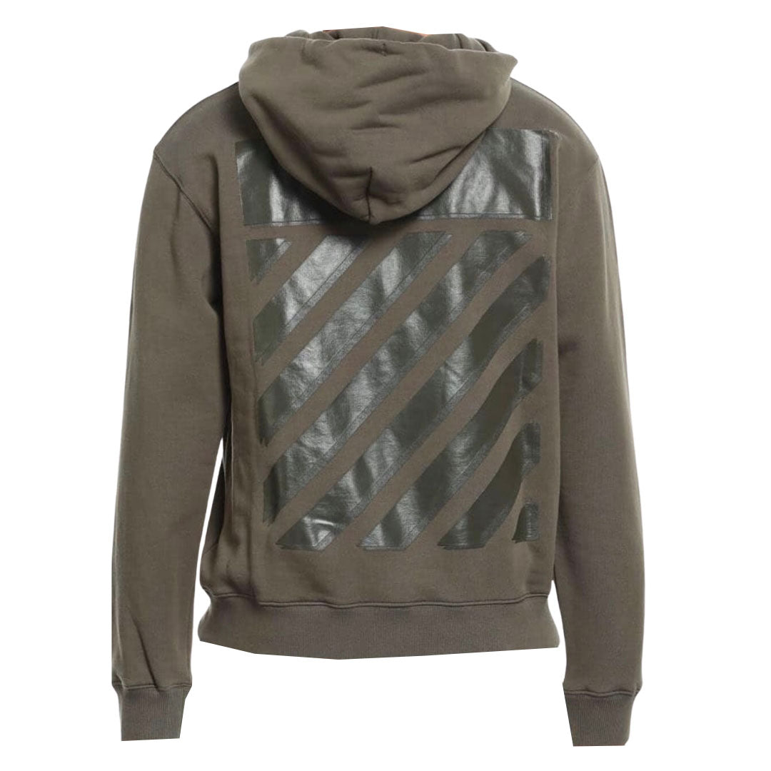 Off White Diag Tab Slim Fit Green Zip Hoodie