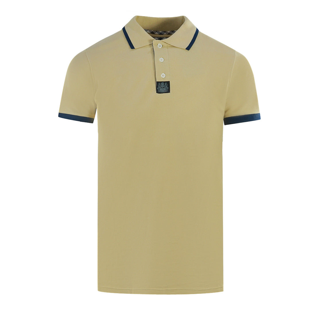 Aquascutum Branded Shoulder Tipped Beige Polo Shirt