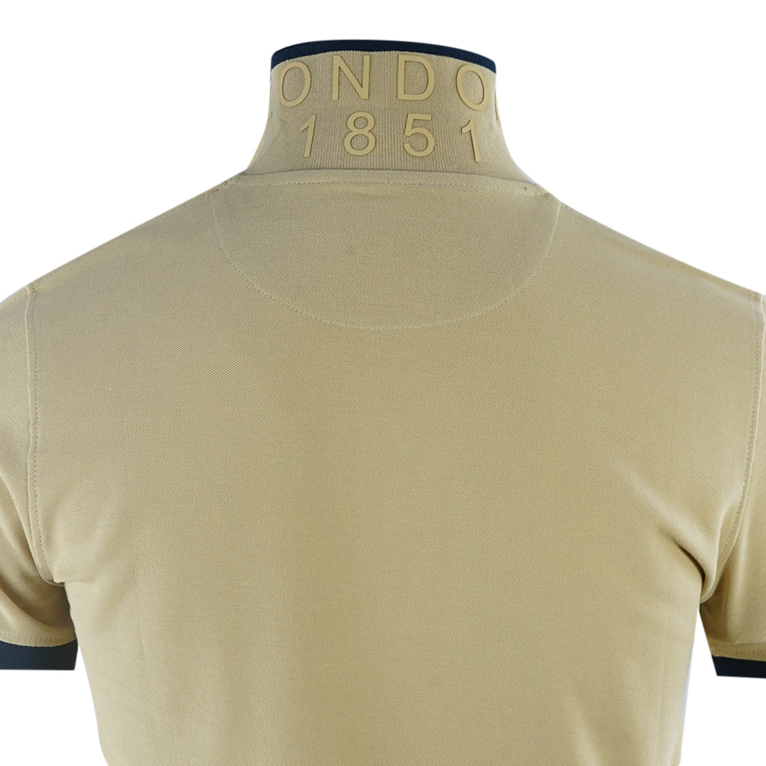 Aquascutum Branded Shoulder Tipped Beige Polo Shirt