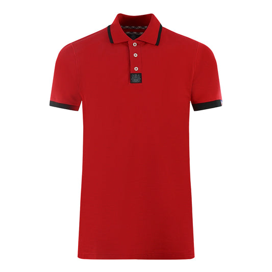 Aquascutum Branded Shoulder Tipped Red Polo Shirt