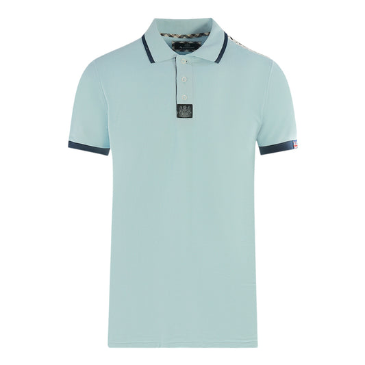Aquascutum Branded Shoulder Tipped Light Blue Polo Shirt