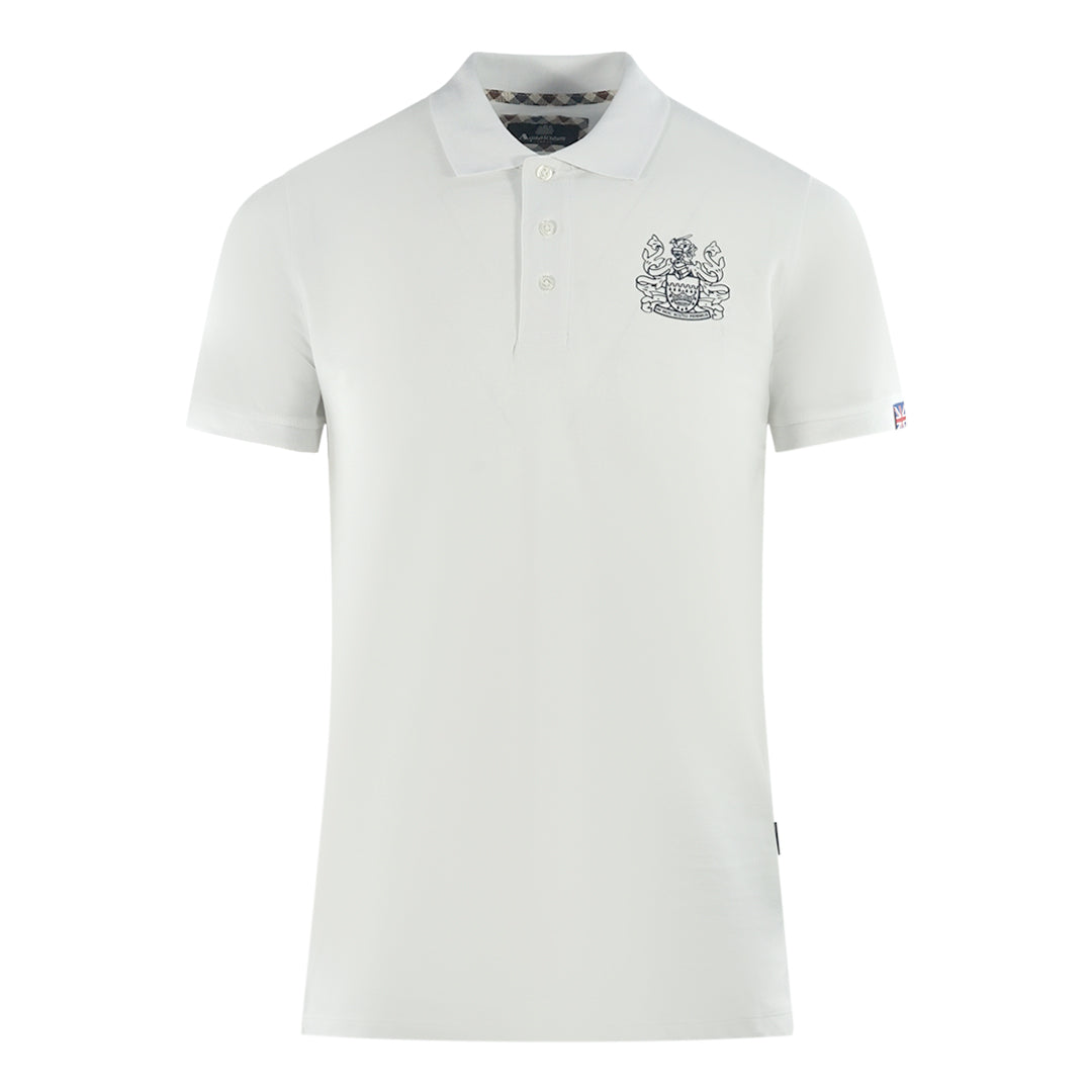 Aquascutum Branded Sleeve White Polo Shirt