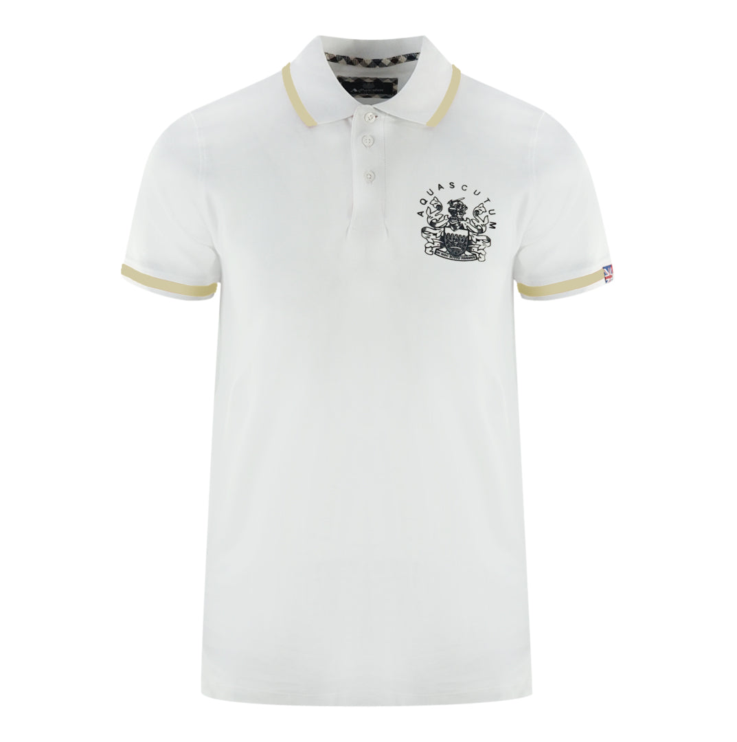 Aquascutum Tipped Aldis White Polo Shirt