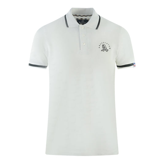 Aquascutum Embossed A Tipped White Polo Shirt