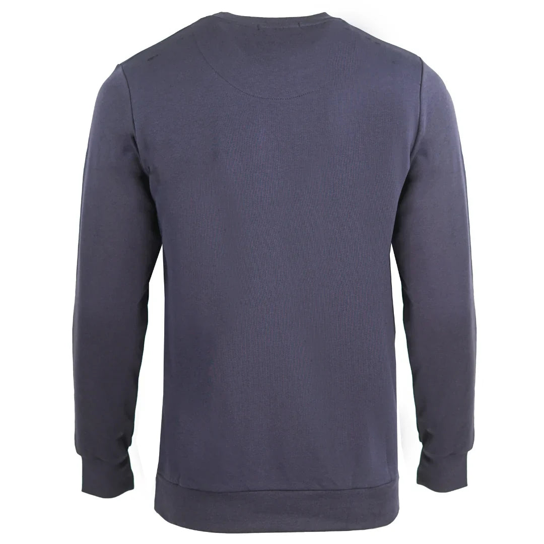 Aquascutum Large Crest Crew Neck Navy Blue Sweatshirt