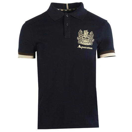 Aquascutum Aldis Crest Logo Navy Polo Shirt