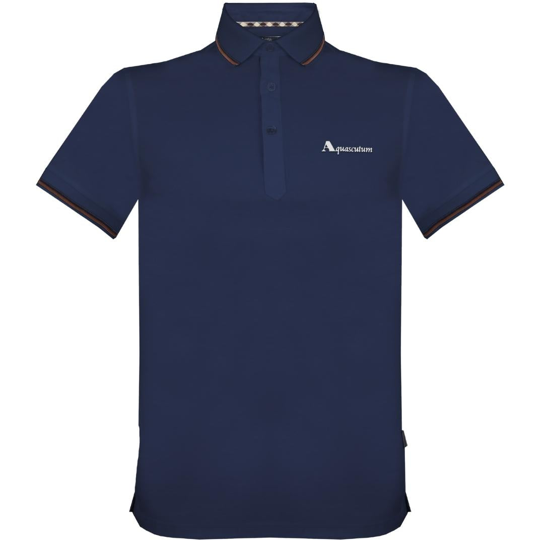 Aquascutum Brand Logo Navy Polo Shirt