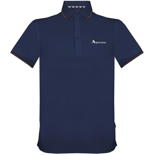 Aquascutum Brand Logo Navy Polo Shirt