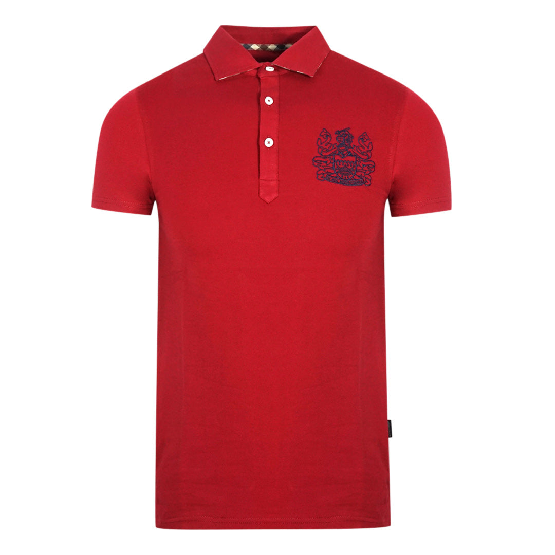 Aquascutum Aldis Crest Chest Logo Red Polo Shirt